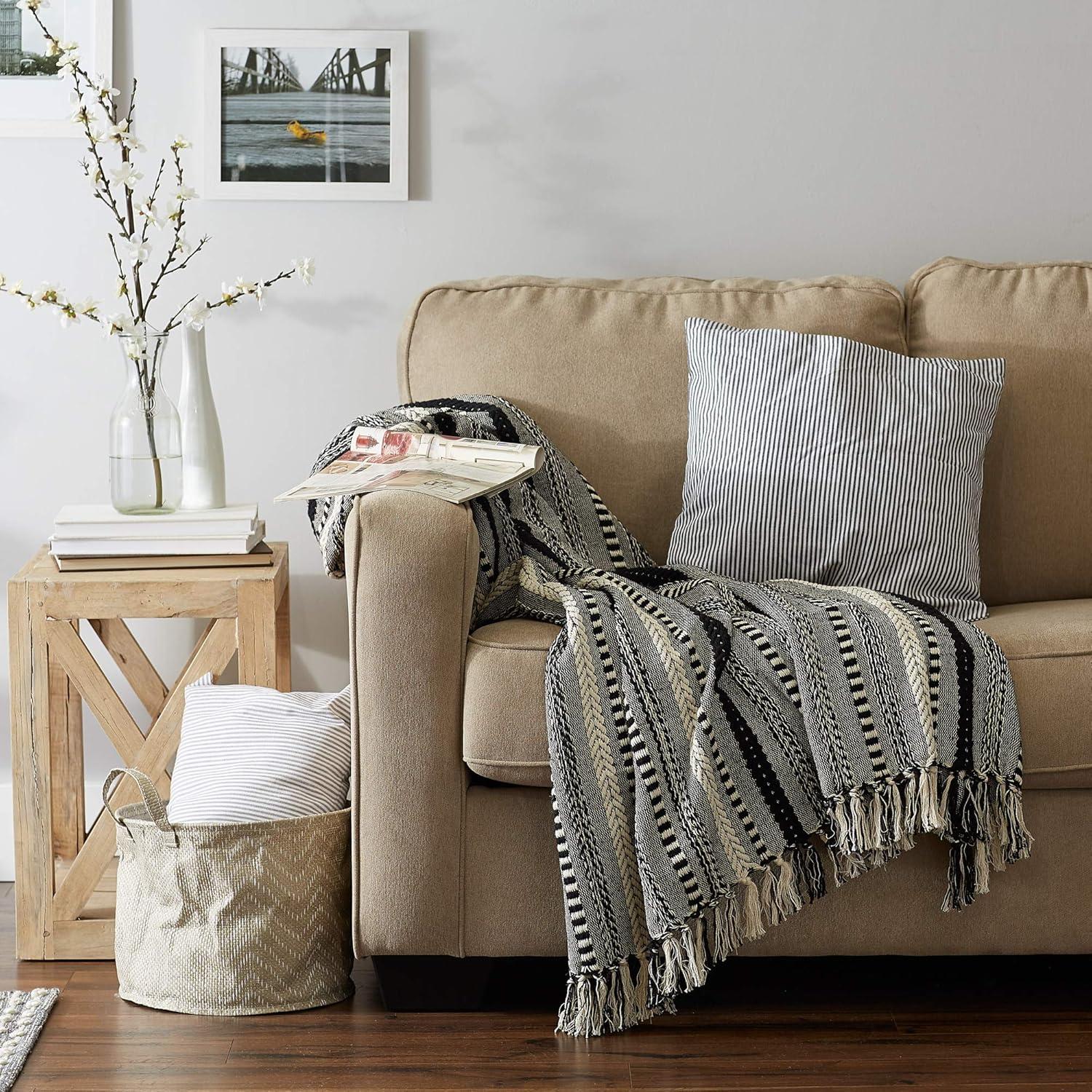 imageDII Braided Striped Decorative Throw Blanket 50x60 ArtichokeBlack