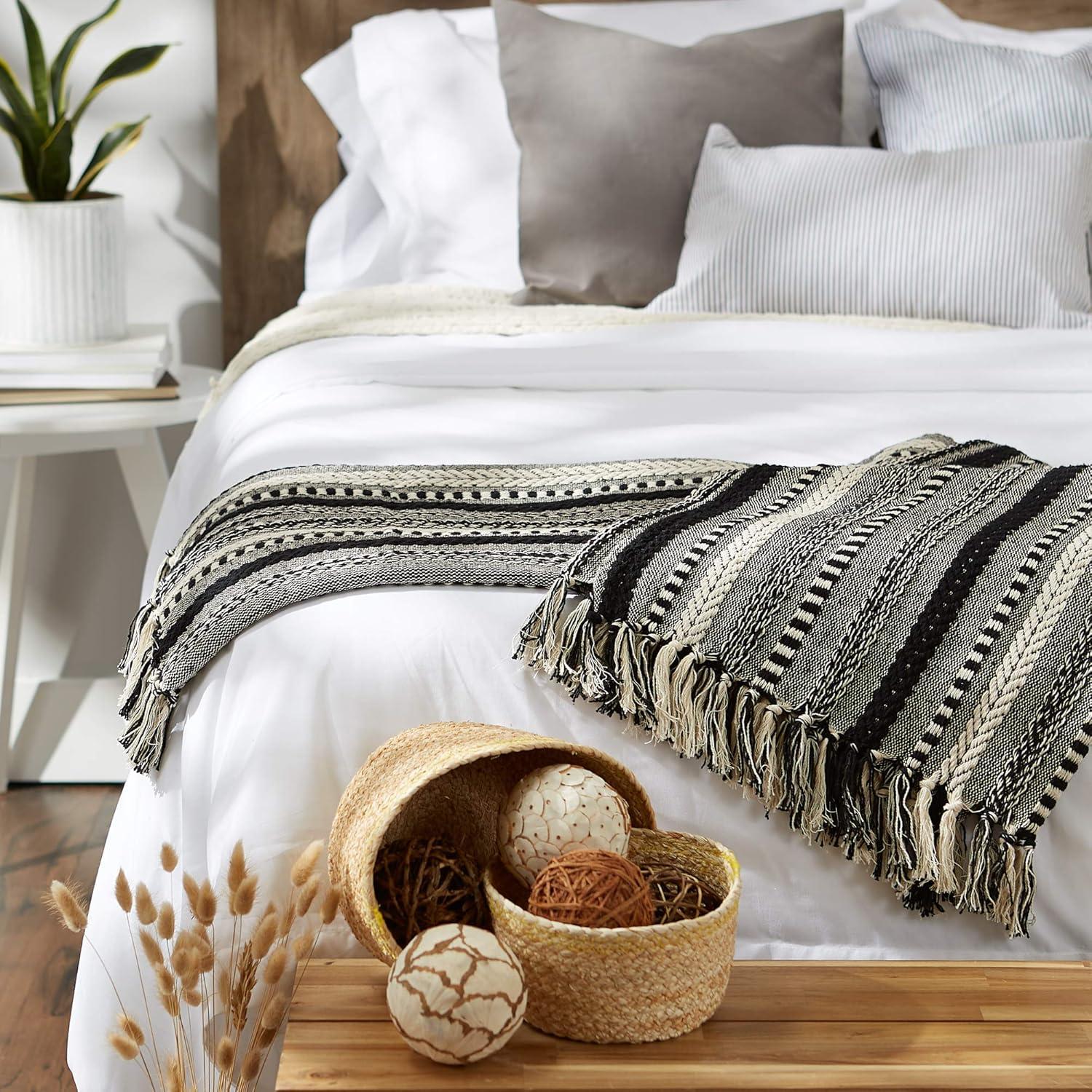 imageDII Braided Striped Decorative Throw Blanket 50x60 ArtichokeBlack