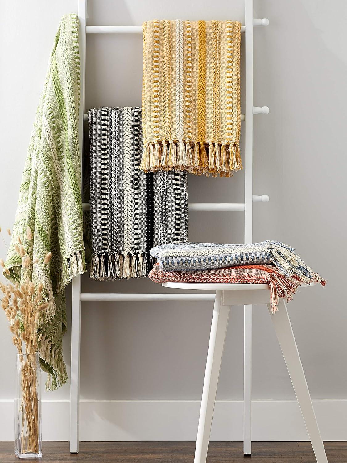 imageDII Braided Striped Decorative Throw Blanket 50x60 ArtichokeBlack