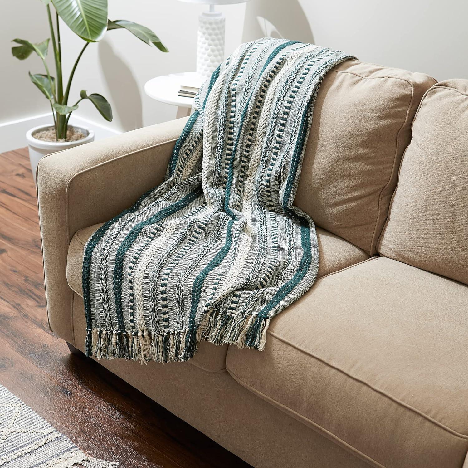 imageDII Braided Striped Decorative Throw Blanket 50x60 ArtichokeDark Green