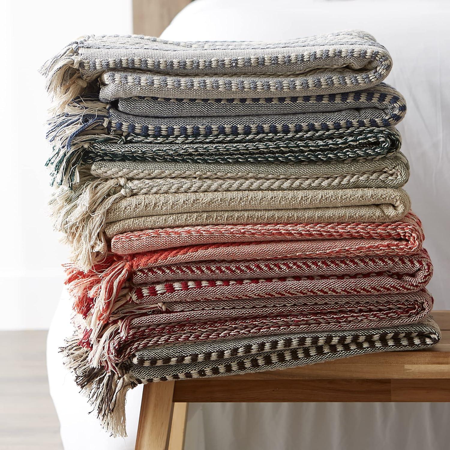 imageDII Braided Striped Decorative Throw Blanket 50x60 ArtichokeDark Green
