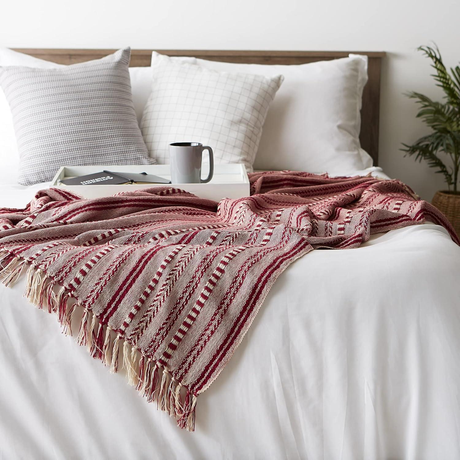 imageDII Braided Striped Decorative Throw Blanket 50x60 ArtichokeWine