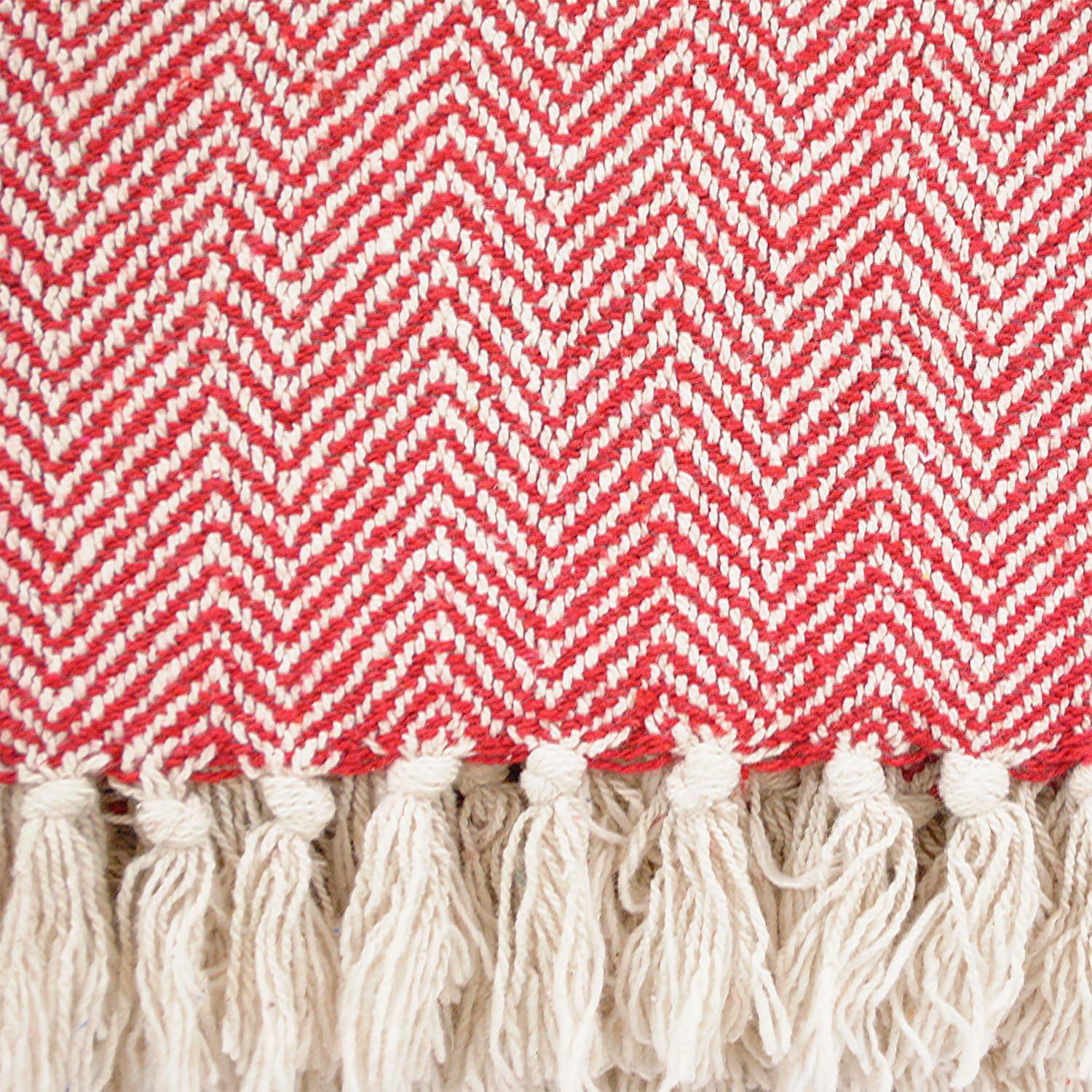 imageDII Chevron Throw Collection Handloomed Cotton 50x60 EggplantTango Red