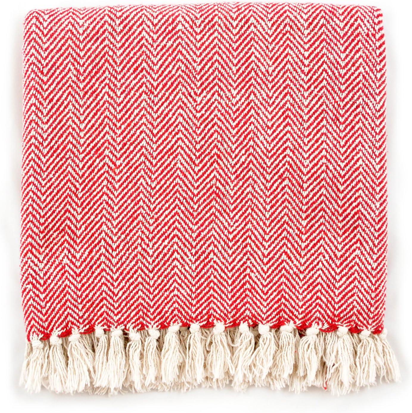 imageDII Chevron Throw Collection Handloomed Cotton 50x60 EggplantTango Red