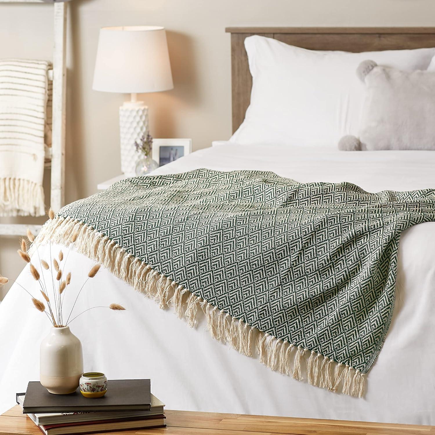imageDII Diamond Throw Collection Cotton Woven 50x60 ArtichokeHunter Green