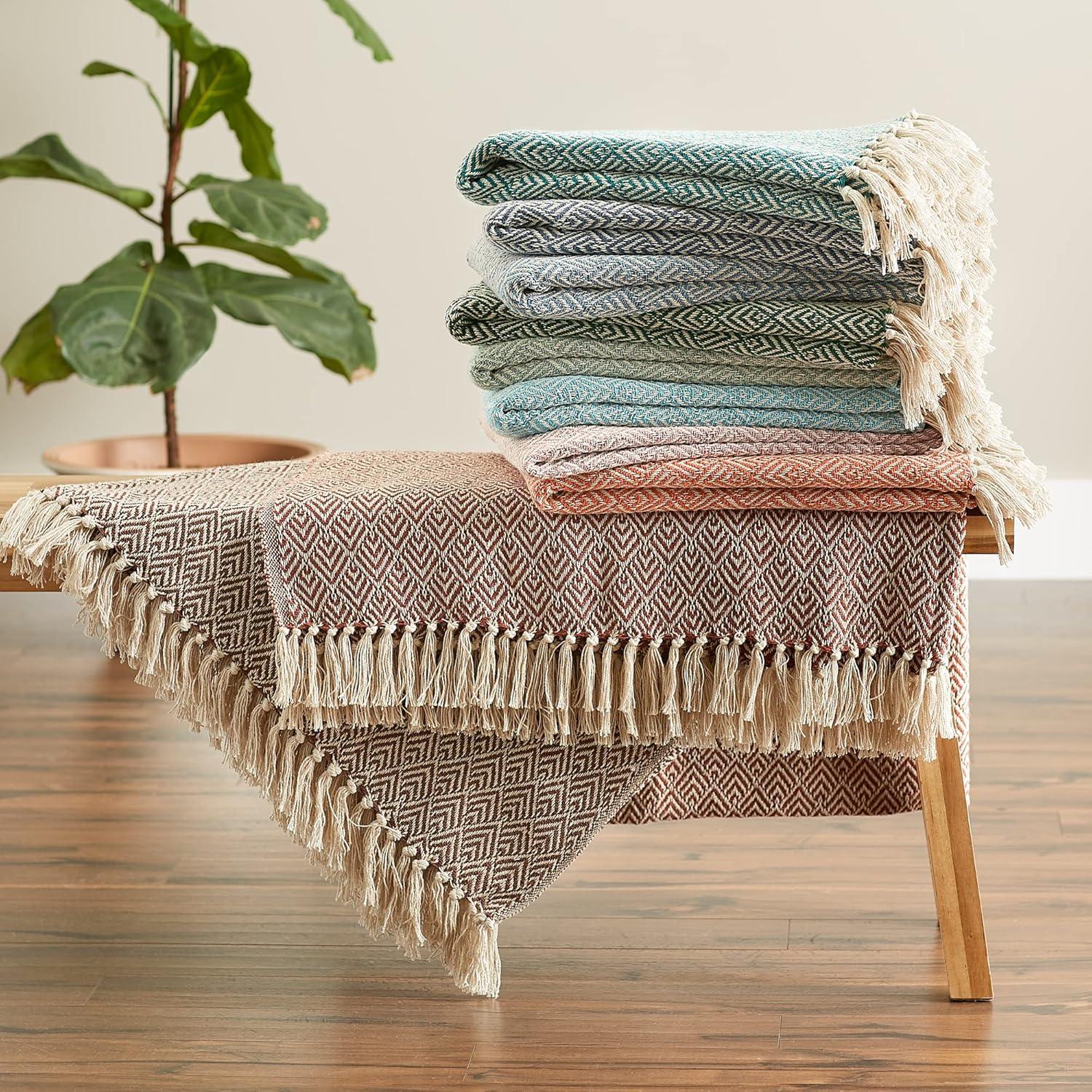 imageDII Diamond Throw Collection Cotton Woven 50x60 ArtichokeHunter Green
