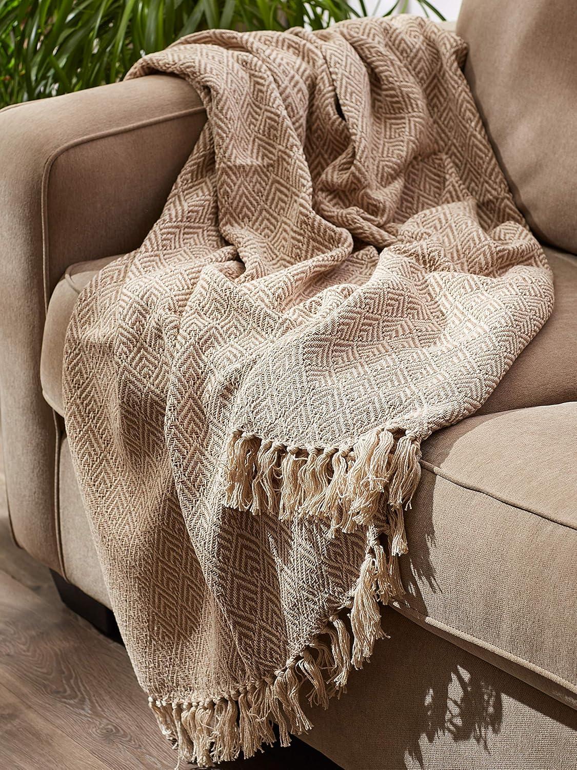 imageDII Diamond Throw Collection Cotton Woven 50x60 ArtichokeStone