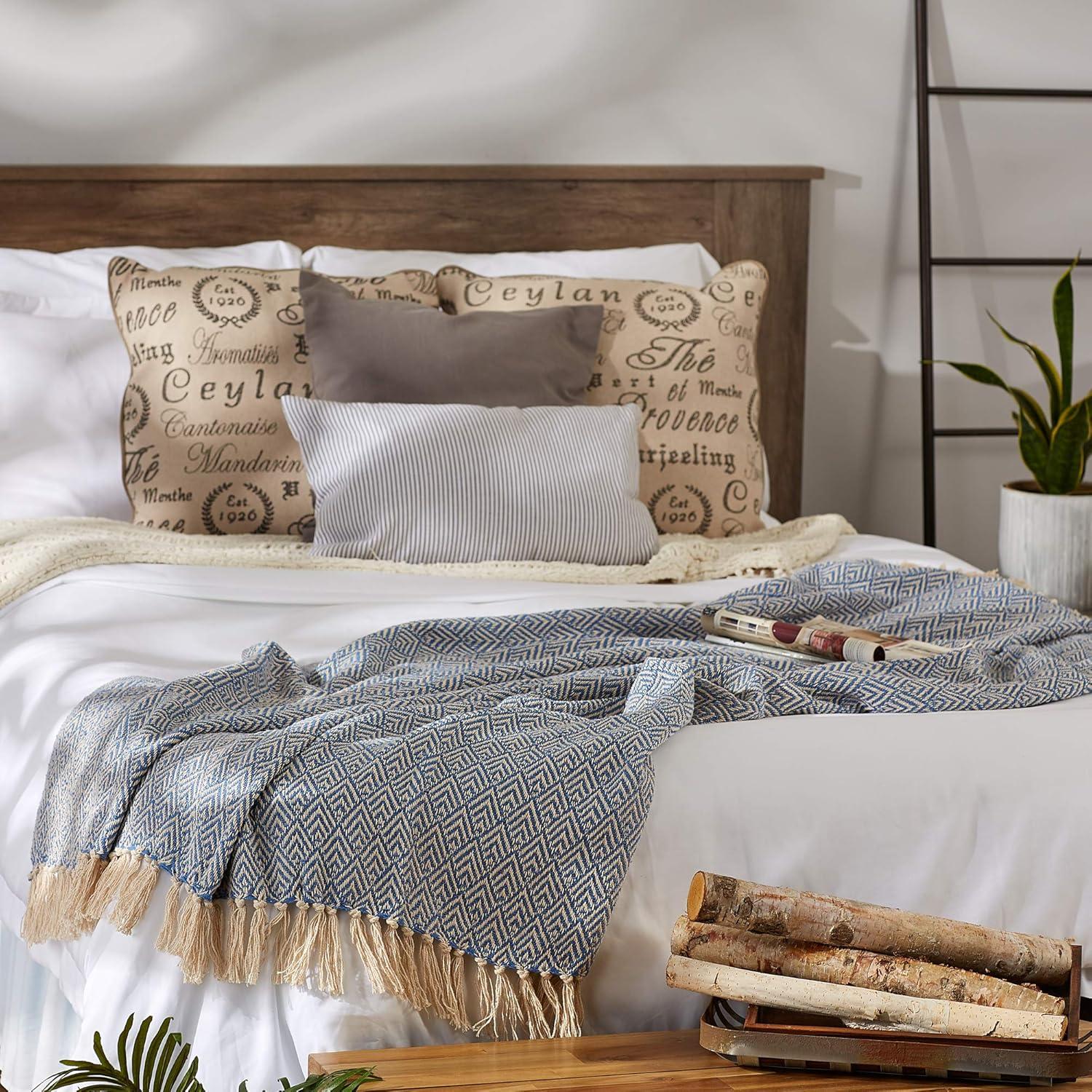 imageDII Diamond Throw Collection Cotton Woven 50x60 ArtichokeStonewash Blue
