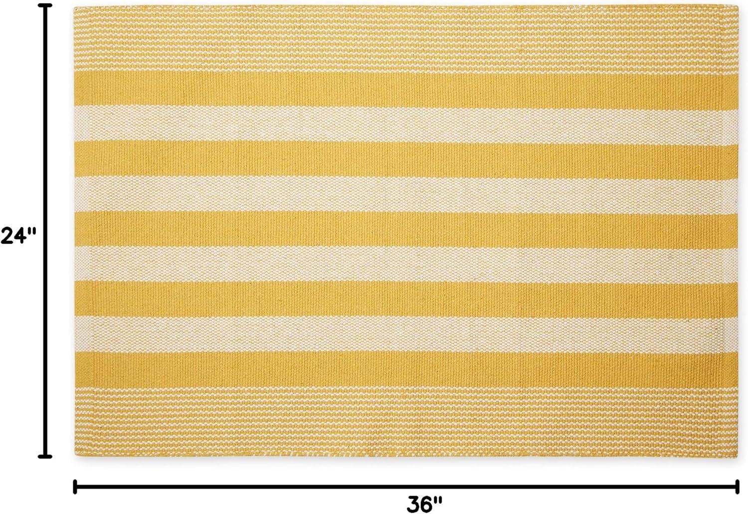 imageDII Woven Rag Rug Collection Recycled Yarn Cabana Stripe 2x3 NaturalHoney Gold