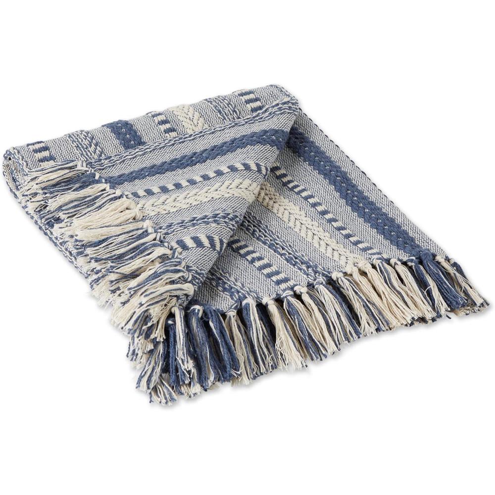 imageDII Braided Striped Decorative Throw Blanket 50x60 ArtichokeFrench Blue