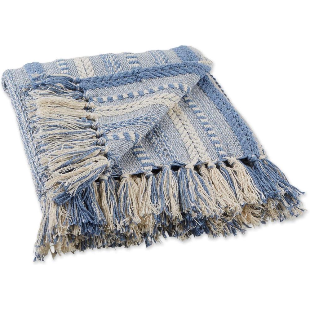 imageDII Braided Striped Decorative Throw Blanket 50x60 ArtichokeStonewash Blue