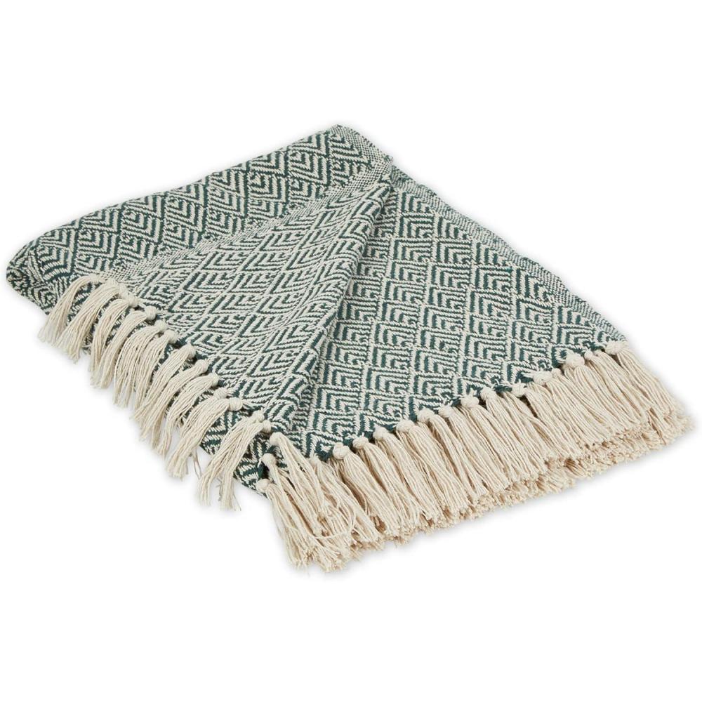 imageDII Diamond Throw Collection Cotton Woven 50x60 ArtichokeHunter Green