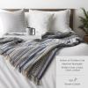 imageDII 100 Cotton Basket Weave Throw for IndoorOutdoor Use Camping Bbqs Beaches Everyday Blanket 50 x 60 Woven StripeAqua