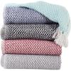imageDII 100 Cotton Basket Weave Throw for IndoorOutdoor Use Camping Bbqs Beaches Everyday Blanket 50 x 60 Woven StripeGray
