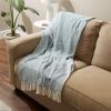 imageDII 100 Cotton Basket Weave Throw for IndoorOutdoor Use Camping Bbqs Beaches Everyday Blanket 50 x 60 Woven StripeStorm Blue