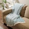 imageDII 100 Cotton Basket Weave Throw for IndoorOutdoor Use Camping Bbqs Beaches Everyday Blanket 50 x 60 Woven StripeTeal