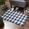 imageDII Buffalo Check Rug Collection Hand Dyed Reversible Chindi Rug 26x40 BlackNavyCream