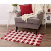 imageDII Buffalo Check Rug Collection Hand Dyed Reversible Chindi Rug 26x40 BlackRed