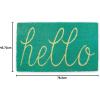 imageDII Hello Coir Fiber Doormat NonSlip Durable OutdoorIndoor Pet Friendly 18x30 AquaAqua
