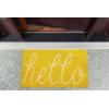 imageDII Hello Coir Fiber Doormat NonSlip Durable OutdoorIndoor Pet Friendly 18x30 AquaYellow