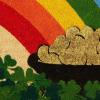 imageDII IndoorOutdoor Natural Coir Fiber SpringSummer Doormat 17x29 Lucky DayPot of Gold Glitter