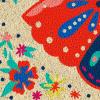 imageDII Natural Coir Doormat Outdoor Welcome Mat 17x29 Cabana StripesFolk Butterfly