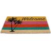 imageDII Natural Coir Doormat Outdoor Welcome Mat 17x29 Cabana StripesPalm Tree