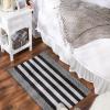imageDII Woven Rag Rug Collection Recycled Yarn Cabana Stripe 2x3 NaturalBlack