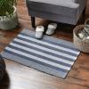 imageDII Woven Rag Rug Collection Recycled Yarn Cabana Stripe 2x3 NaturalCabana Stripe French Blue