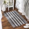 imageDII Woven Rag Rug Collection Recycled Yarn Cabana Stripe 2x3 NaturalCabana Stripe Gray