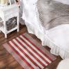 imageDII Woven Rag Rug Collection Recycled Yarn Cabana Stripe 2x3 NaturalCinnamon