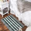 imageDII Woven Rag Rug Collection Recycled Yarn Cabana Stripe 2x3 NaturalHunter Green