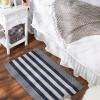 imageDII Woven Rag Rug Collection Recycled Yarn Cabana Stripe 2x3 NaturalNautical Blue