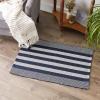 imageDII Woven Rag Rug Collection Recycled Yarn Cabana Stripe 2x3 NaturalNautical Blue