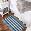 imageDII Woven Rag Rug Collection Recycled Yarn Cabana Stripe 2x3 NaturalTeal