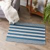 imageDII Woven Rag Rug Collection Recycled Yarn Cabana Stripe 2x3 NaturalTeal