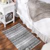 imageDII Woven Rag Rug Collection Recycled Yarn Variegated Rustic Stripe 2x3 GrayBlack