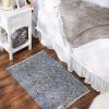 imageDII Woven Rag Rug Collection Recycled Yarn Variegated Rustic Stripe 2x3 GrayNautical Blue