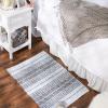 imageDII Woven Rag Rug Collection Recycled Yarn Variegated Rustic Stripe 2x3 GrayStonewash Blue