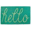 imageDII Hello Coir Fiber Doormat NonSlip Durable OutdoorIndoor Pet Friendly 18x30 AquaAqua