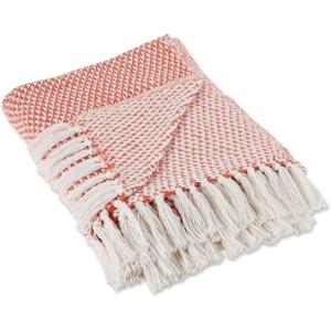 imageDII 100 Cotton Basket Weave Throw for IndoorOutdoor Use Camping Bbqs Beaches Everyday Blanket 50 x 60 Woven StripeSpice