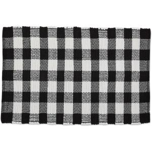imageDII Buffalo Check Rug Collection Hand Dyed Reversible Chindi Rug 26x40 BlackBlack