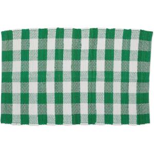 imageDII Buffalo Check Rug Collection Hand Dyed Reversible Chindi Rug 26x40 BlackGreen