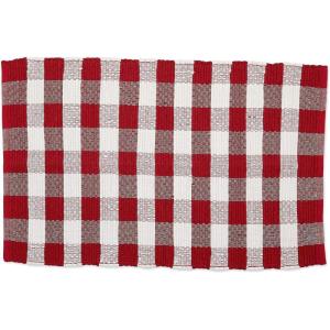 imageDII Buffalo Check Rug Collection Hand Dyed Reversible Chindi Rug 26x40 BlackRed