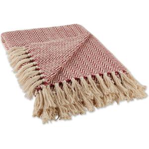 imageDII Chevron Throw Collection Handloomed Cotton 50x60 EggplantBarn Red