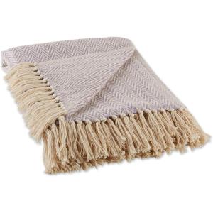 imageDII Chevron Throw Collection Handloomed Cotton 50x60 EggplantDusty Lilac