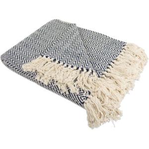 imageDII Chevron Throw Collection Handloomed Cotton 50x60 EggplantNautical Blue