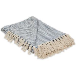 imageDII Chevron Throw Collection Handloomed Cotton 50x60 EggplantStonewash Blue