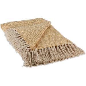 imageDII Diamond Throw Collection Cotton Woven 50x60 ArtichokeHoney Gold