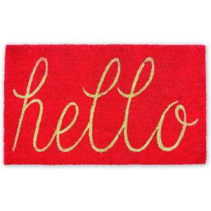imageDII Hello Coir Fiber Doormat NonSlip Durable OutdoorIndoor Pet Friendly 18x30 AquaCoral